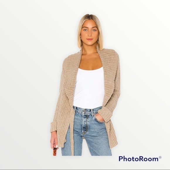 HEARTLOOM x REVOLVE Candace Wrap Chunky Cardigan Sweater, Oat, Size XS - Picture 1 of 11